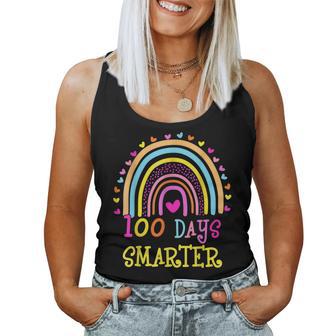 100Th Day Of School Teacher - 100 Days Smarter Rainbow Women Tank Top Basic Casual Daily Weekend Graphic - Thegiftio UK