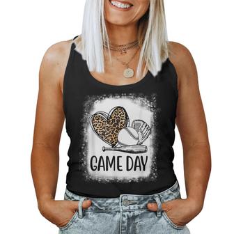 Game Day Baseball Decorations Leopard Heart Soccer Mom Mama  Women Tank Top Basic Casual Daily Weekend Graphic