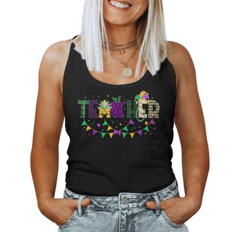Funny Teacher Mardi Gras Family Matching Outfit  Women Tank Top Basic Casual Daily Weekend Graphic