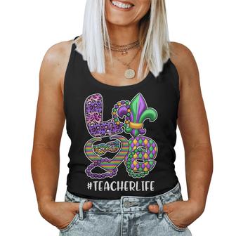 Funny Teacher Mardi Gras Family Matching Outfit  V2 Women Tank Top Basic Casual Daily Weekend Graphic