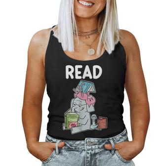 Funny Teacher Library Read Book Club Piggie Elephant Pigeons  Women Tank Top Basic Casual Daily Weekend Graphic
