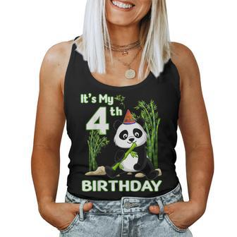 4Th Birthday Gifts 4 Years Old Party Animal Panda Lover Women Tank Top Basic Casual Daily Weekend Graphic - Thegiftio UK