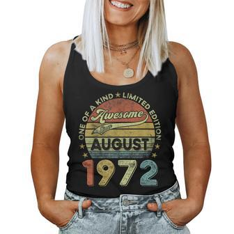50Th Birthday Gift 50 Year Old Boy Awesome Since August 1972 Women Tank Top Basic Casual Daily Weekend Graphic - Thegiftio UK