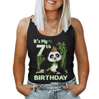 7Th Birthday Gifts 7 Years Old Party Animal Panda Lover Women Tank Top Basic Casual Daily Weekend Graphic - Thegiftio UK
