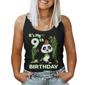 9Th Birthday Gifts 9 Years Old Party Animal Panda Lover Women Tank Top Basic Casual Daily Weekend Graphic - Thegiftio UK
