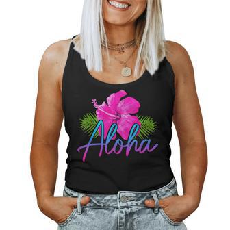 Aloha Hawaiian Islands Hawaii Surf Hibiscus Flower Surfer Women Tank Top Basic Casual Daily Weekend Graphic - Thegiftio UK
