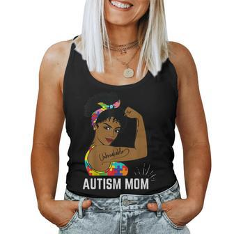 Autism Awareness Strong Mom Afro Mother Black Women Gift V2 Women Tank Top Basic Casual Daily Weekend Graphic - Thegiftio UK