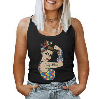 Autism Mom Unbreakable Rosie The Riveter Strong Woman Power V2 Women Tank Top Basic Casual Daily Weekend Graphic - Thegiftio UK