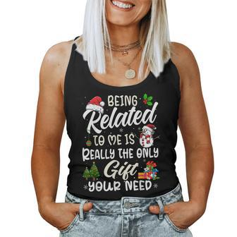 Being Related To Me Funny Christmas Family Pajamas Xmas Women Tank Top Basic Casual Daily Weekend Graphic - Thegiftio UK