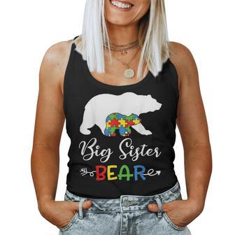 Big Sister Bear Puzzle Autism Awareness Gifts Women Tank Top Basic Casual Daily Weekend Graphic - Thegiftio UK