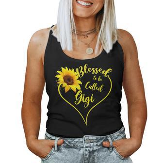Blessed To Be Called Gigi Sunflower Mothers Day Grandmas Women Tank Top Basic Casual Daily Weekend Graphic - Thegiftio UK