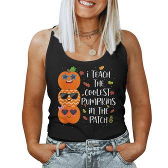 Cute I Teach The Coolest Pumpkins In The Patch Teacher Women Tank Top Basic Casual Daily Weekend Graphic - Thegiftio UK