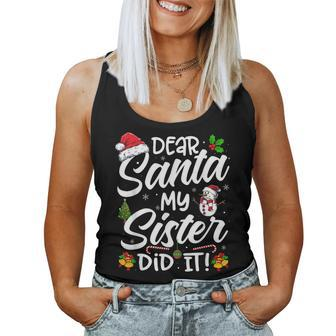Dear Santa My Sister Did It Funny Xmas Christmas Pajamas Women Tank Top Basic Casual Daily Weekend Graphic - Thegiftio UK