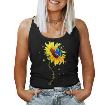 Down Syndrome Sunflower T Gift Yellow Blue Ribbon Women Tank Top Basic Casual Daily Weekend Graphic - Thegiftio UK