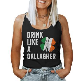 Drink Like A Gallagher St Patricks Day Beer  Drinking  Women Tank Top Basic Casual Daily Weekend Graphic