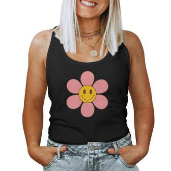 Flower Smiley Positive Retro Vintage V2 Women Tank Top Basic Casual Daily Weekend Graphic - Seseable