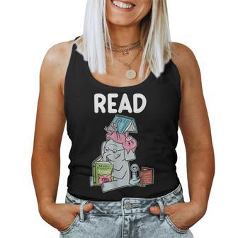 Funny Teacher Library Read Book Club Piggie Elephant Pigeons Women Tank Top Basic Casual Daily Weekend Graphic - Thegiftio