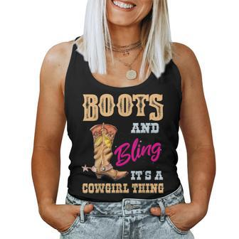 Girls Boots Bling Its A Cowgirl Thing Cute Horseback Cowgirl Women Tank Top Basic Casual Daily Weekend Graphic - Thegiftio UK