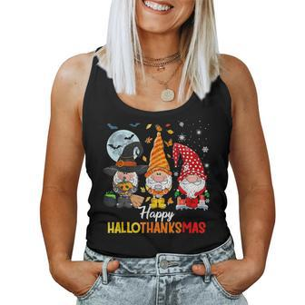 Gnomes Lover Halloween Merry Christmas Happy Hallothanksmas V5 Women Tank Top Basic Casual Daily Weekend Graphic - Thegiftio UK