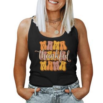 Groovy Mama One Thankful Mama Fall Autumn Thanksgiving V3 Women Tank Top Basic Casual Daily Weekend Graphic - Thegiftio UK