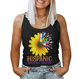 Hispanic Heritage Month National Latino Pretty Flower Flags Women Tank Top Basic Casual Daily Weekend Graphic - Thegiftio UK