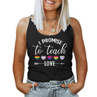 I Promise To Teach Love Lgbt-Q Pride Proud Ally Teacher Women Tank Top Basic Casual Daily Weekend Graphic - Thegiftio UK