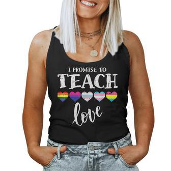 I Promise To Teach Love Lgbtq Pride Lgbt Proud Teacher Women Tank Top Basic Casual Daily Weekend Graphic - Thegiftio UK