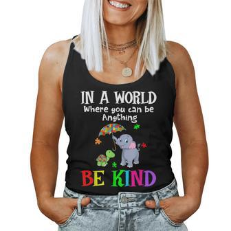 In A World Where You Can Be Anything Be Kind Elephant Turtle Women Tank Top Basic Casual Daily Weekend Graphic - Thegiftio UK
