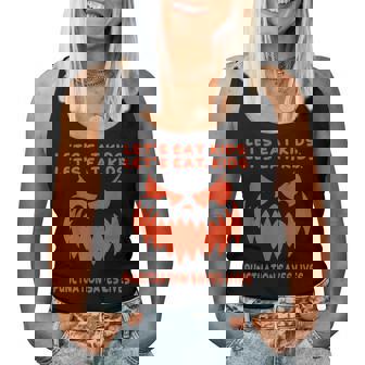 Lets Eat Kids Punctuation Saves Lives Pumpkin Halloween Women Tank Top Basic Casual Daily Weekend Graphic - Thegiftio