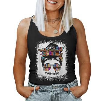 Library Librarian Reading Book Messy Bun Teacher Mom Life Women Tank Top Basic Casual Daily Weekend Graphic - Thegiftio UK