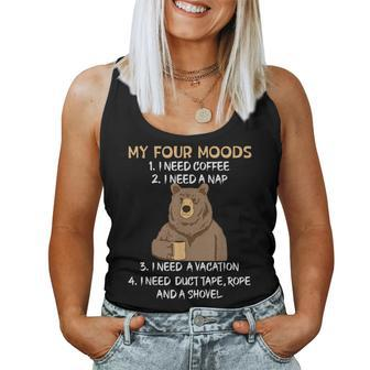 My Four Moods I Need Coffee I Need A Nap Bear Coffee Lover Women Tank Top Basic Casual Daily Weekend Graphic - Thegiftio UK