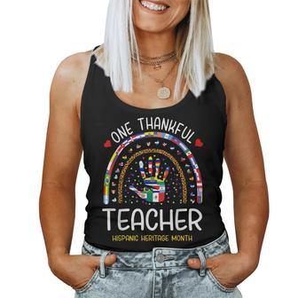 One Thankful Teacher Hispanic Heritage Month Countries Flags V2 Women Tank Top Basic Casual Daily Weekend Graphic - Thegiftio UK