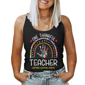 One Thankful Teacher Hispanic Heritage Month Countries Flags V5 Women Tank Top Basic Casual Daily Weekend Graphic - Thegiftio UK