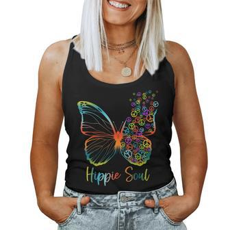 Pretty Hippie Soul Butterfly With Peace Signs Hippie V2 Women Tank Top Basic Casual Daily Weekend Graphic - Thegiftio UK