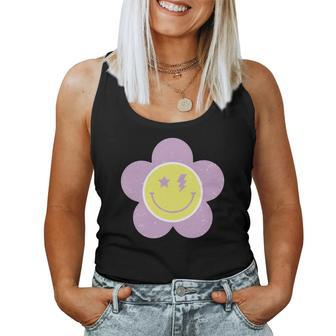 Purple Smile Flower Retro Vintage Design V2 Women Tank Top Basic Casual Daily Weekend Graphic - Seseable