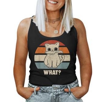 Retro What Cat Knife Meow Kitty Funny Cats Mom And Cat Dad Women Tank Top Basic Casual Daily Weekend Graphic - Thegiftio UK