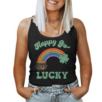 St Patricks Day Pot Of Leprechaun Gold Rainbow Happy Women Tank Top Basic Casual Daily Weekend Graphic - Thegiftio UK