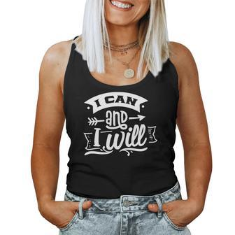 Strong Woman I Can And I Will White Design Women Tank Top Basic Casual Daily Weekend Graphic - Seseable