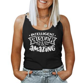 Strong Woman Intelligent Strong And Amazing White Design Women Tank Top Basic Casual Daily Weekend Graphic - Seseable
