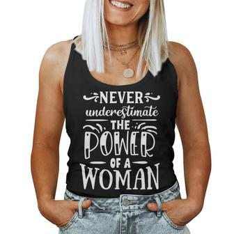 Strong Woman Never Underestimaate The Power V2 Women Tank Top Basic Casual Daily Weekend Graphic - Seseable