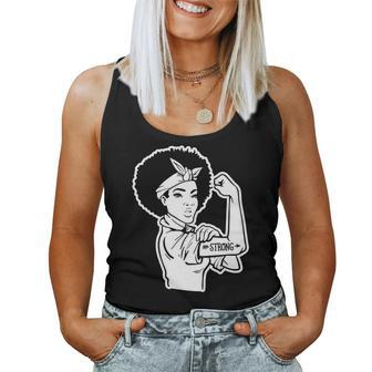 Strong Woman Rosie Strong Afro Woman For Dark Colors White Women Tank Top Basic Casual Daily Weekend Graphic - Seseable