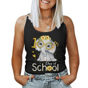 Teacher 100Th Day Of School Elephant With Sunflower Girls Women Tank Top Basic Casual Daily Weekend Graphic - Thegiftio UK