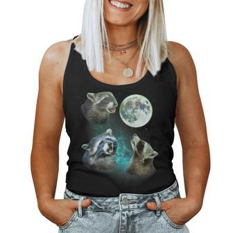 Three Racoons Howl At Moon 3 Wolfs - Funny Wolves Parody Women Tank Top Basic Casual Daily Weekend Graphic - Thegiftio UK
