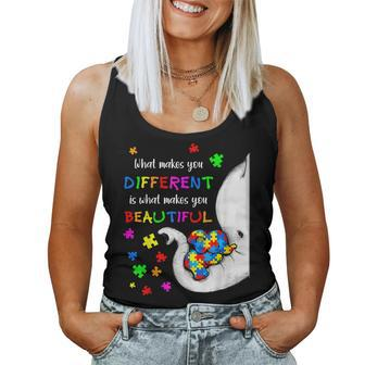 What Makes You Different Elephant Mom Autism Child Awareness Women Tank Top Basic Casual Daily Weekend Graphic - Thegiftio UK