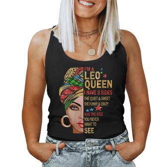 Womens Im A Leo Queen Afro Melanin Woman Headwrap Black History Women Tank Top Basic Casual Daily Weekend Graphic - Thegiftio UK