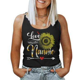 Womens Mothers Day I Love Being Called Nannie Sunflower Mom Grandma Women Tank Top Basic Casual Daily Weekend Graphic - Thegiftio UK