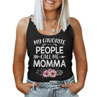 Womens My Favorite People Call Me Momma Fun Pink Floral Mothers Day Women Tank Top Basic Casual Daily Weekend Graphic - Thegiftio UK