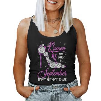 Womens Queen Was Born In September Happy Birthday Gifts For Womens V4 Women Tank Top Basic Casual Daily Weekend Graphic - Thegiftio