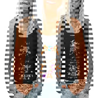 Womens Trick Or Teach Funny Teacher Halloween Messy Bun Costume Women Tank Top Basic Casual Daily Weekend Graphic - Thegiftio