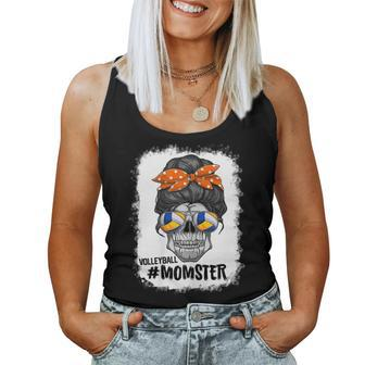 Womens Volleyball Momster Womens Halloween Messy Bun Mom Ster Women Tank Top Basic Casual Daily Weekend Graphic - Thegiftio UK
